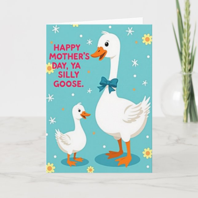 Teal Birds Mothers Day Greeting Card (Front)