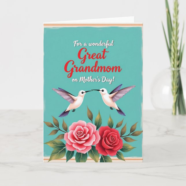 Teal Birds Sweet Mothers Day Card (Front)