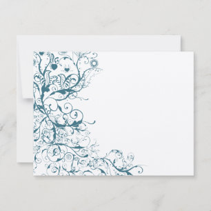 Teal Birds & Swirls Wedding RSVP Card