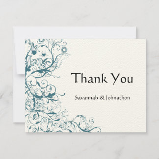 Teal Birds & Swirls Wedding RSVP Response Card