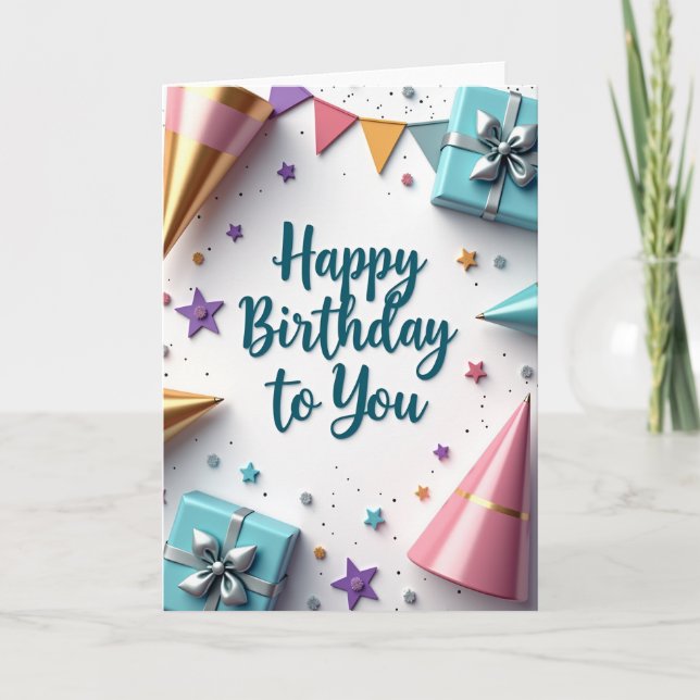 Teal Birthday Gifts Card (Front)