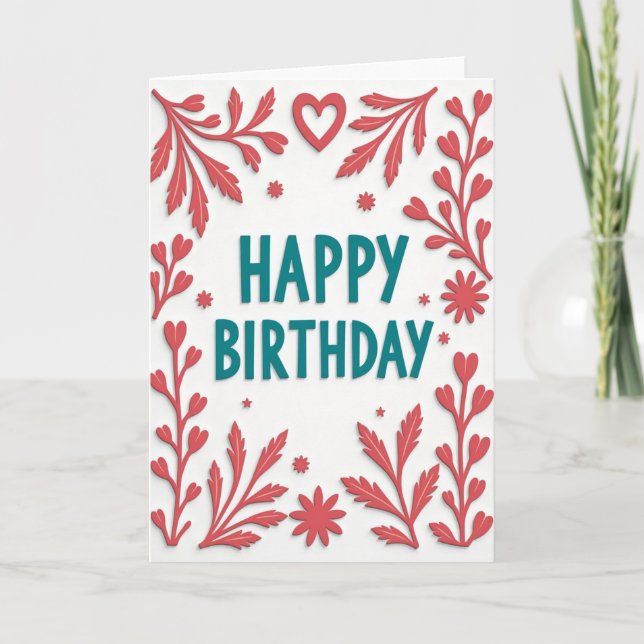 Teal Birthday Illustration Card (Front)