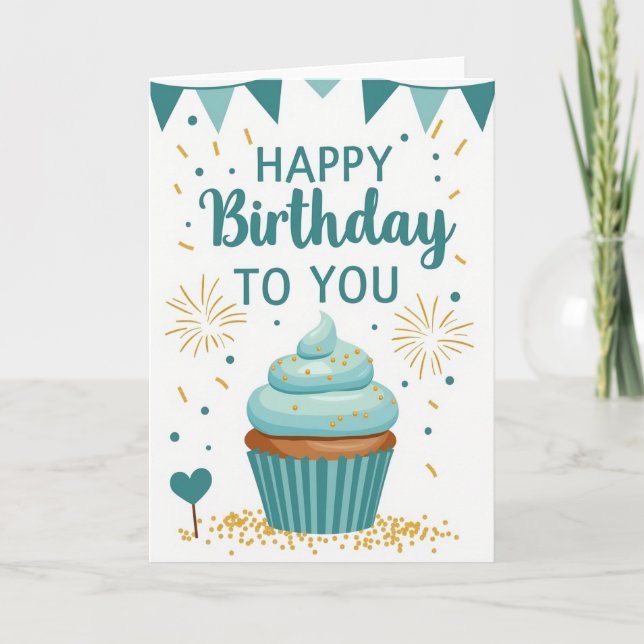 Teal Birthday Wishes Card (Front)