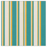 [ Thumbnail: Teal, Bisque & Orange Stripes Fabric ]