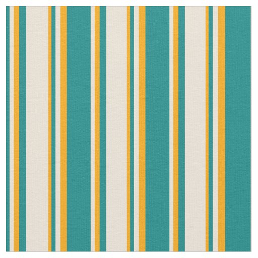 Teal, Bisque & Orange Stripes Fabric