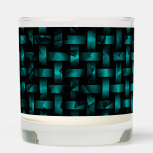 Teal Black Abstract Weave Pattern Scented Candle