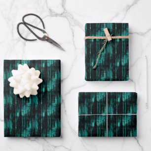 Teal & Black Abstract Wrapping Paper Sheets