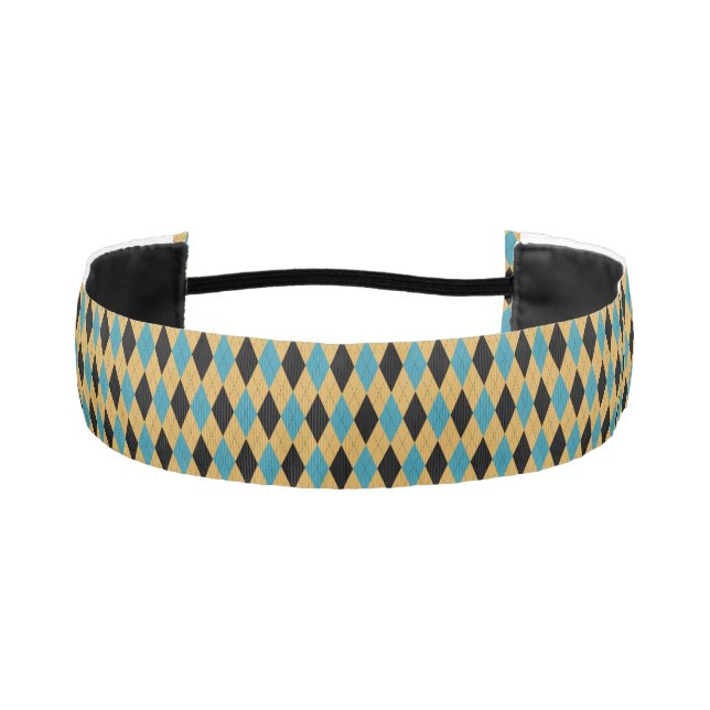 Teal, Black, and Gold Argyle Headband (Front)