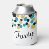 Teal, Black and Gold Glitter Confetti | 40th Can Cooler (Can Front)
