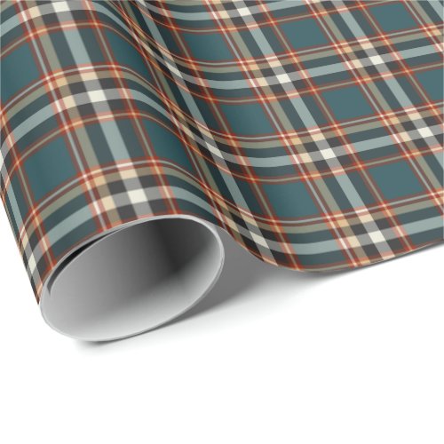 Teal Black and Red Masculine Plaid Pattern Wrapping Paper