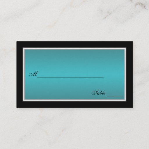 Customizable Teal, Black, and Silver Placecards Business Cards