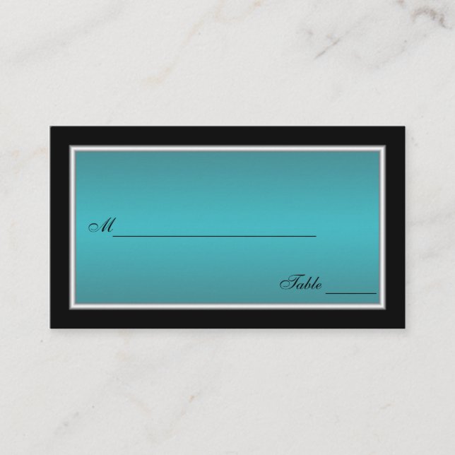 Teal, Black, and Silver Placecards (Front)