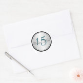 Teal, Black and Silver Quinceanera Thank You Classic Round Sticker (Envelope)