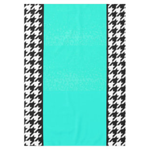 Teal, black, and white vintage checkered tableclot tablecloth