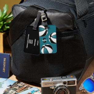 teal black basketball club travel team colors luggage tag