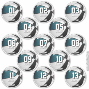 teal black basketball custom 13 players names sticker