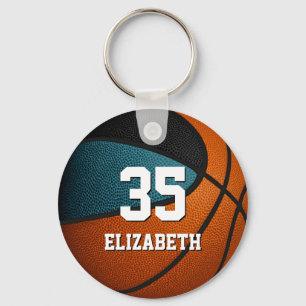teal black basketball sports team colors  keychain