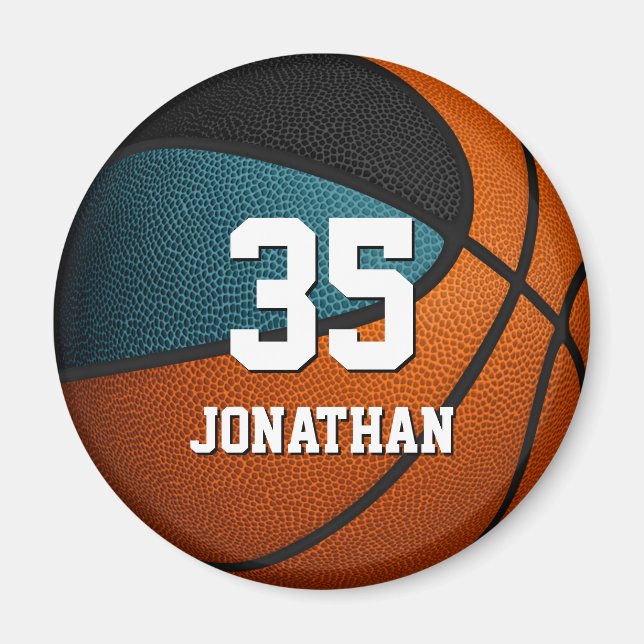 teal black basketball sports team colors magnet (Front)