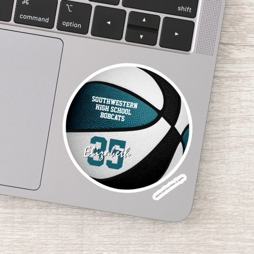 Teal black basketball team colors gifts under 10 sticker