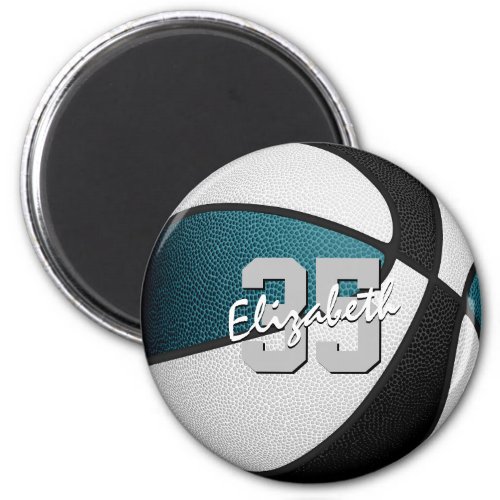 teal black basketball team colors kids party gifts magnet