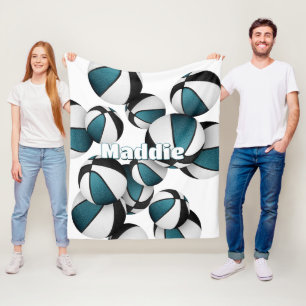 teal black basketball team colors sports decor fleece blanket