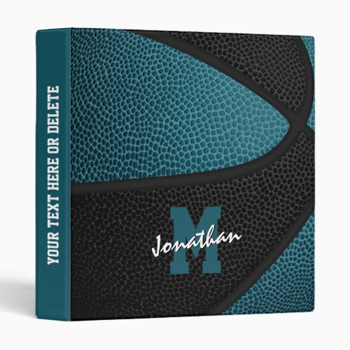 teal black basketball team colors w varsity letter 3 ring binder