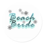 Teal/Black Beach Bride Classic Round Sticker
