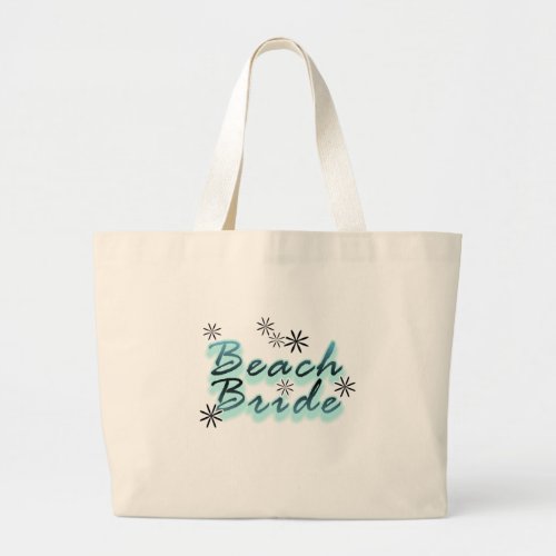 TealBlack Beach Bride Large Tote Bag