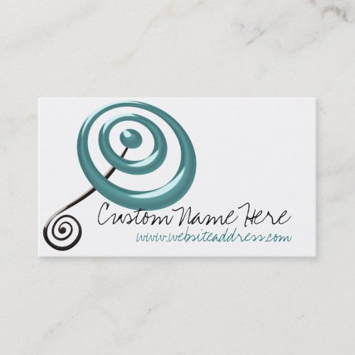 Teal &amp; Black Bullseye and Swirl Business Card