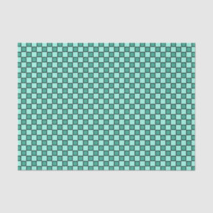 Teal Black Checkerboard Pattern Tissue Paper