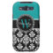 Teal, Black Damask Your Initial, Your Name