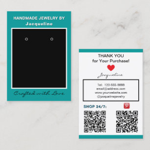 Teal Black Earrings Edit Social Media QR Codes Business Card