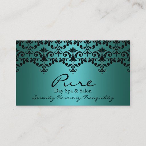 Customizable Teal &amp; Black Elegant Damask Business Card