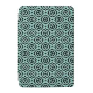 Teal Black Flower Seamless Pattern iPad Mini Cover