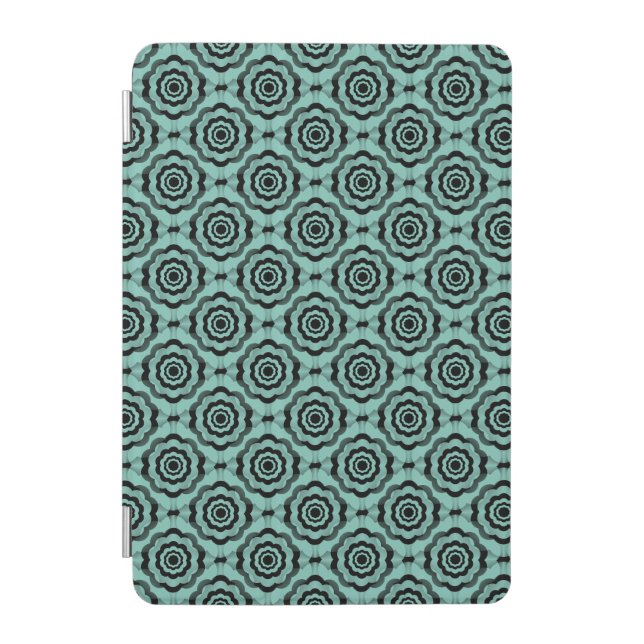 Teal Black Flower Seamless Pattern iPad Mini Cover (Front)