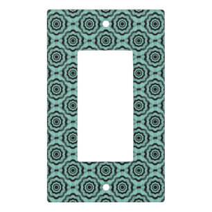 Teal Black Flower Seamless Pattern Light Switch Cover