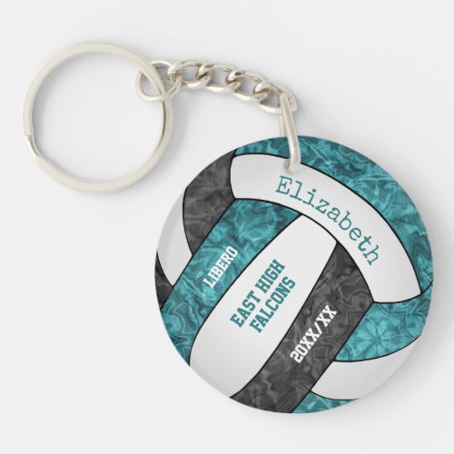 Teal black girls sports custom volleyball keychain