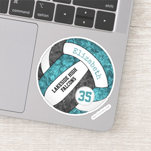 teal black girly volleyball club team colors sticker