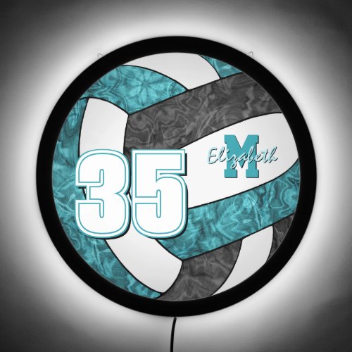 teal black girly volleyball sports team colors LED sign