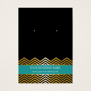 Teal Black Gold Chevron Custom Earring Card