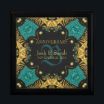 Teal Black   Gold Wedding Anniversary Gift Box<br><div class="desc">Unique and Stylish tribal batik inspired design in sparkly glitter effect gold, teal and black design - Exquisite and elegant custom Wedding, Anniversary or engagement present. Personalize with names, anniversary date and monogram or numbers - made into a wonderful wooden gift box to keep trinkets, jewellery box for your special...</div>