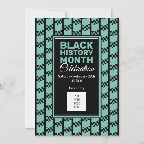 Teal Black History Month ADD PHOTO LOGO Invitation