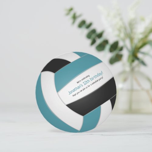 Teal black kids teens volleyball celebration announcement