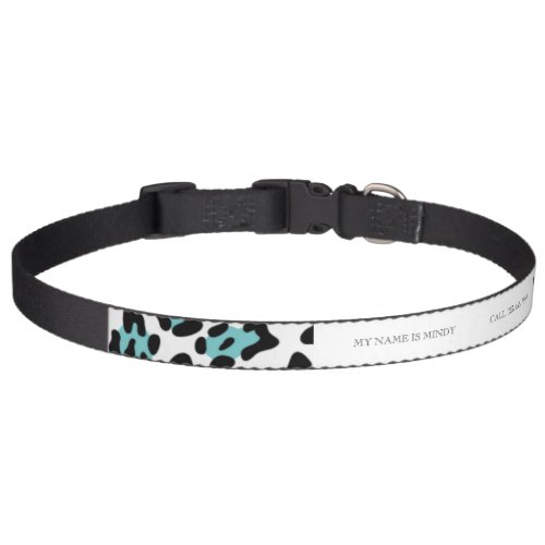 Teal Black Leopard Animal Print Pattern Pet Collar