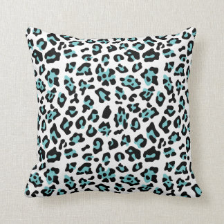 Teal Black Leopard Animal Print Pattern Throw Pillow