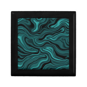 Teal Black Marble Swirl Abstract Liquid Wave Gift Box