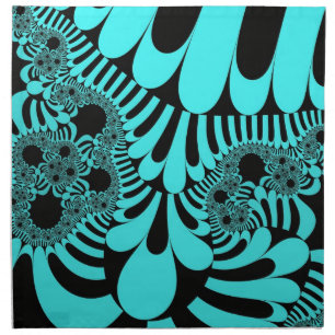 Teal Black Mod Dinner Napkins