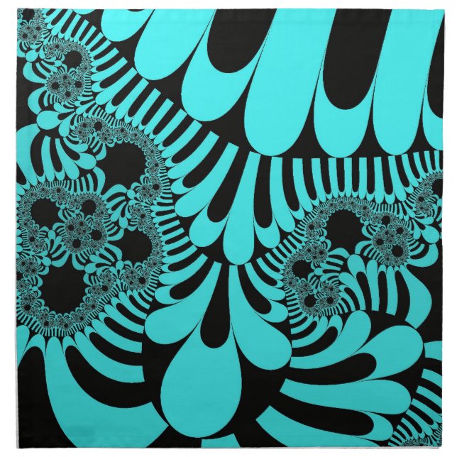 Teal Black Mod Dinner Napkins (Front)