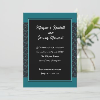 Teal Black Modern Couples Engagement Celebration Invitation by BlueHyd at Zazzle