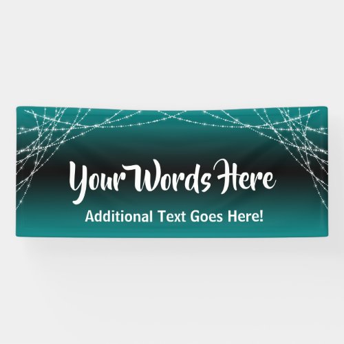 Teal  Black Ombre Light Strings Add Your Own Text Banner